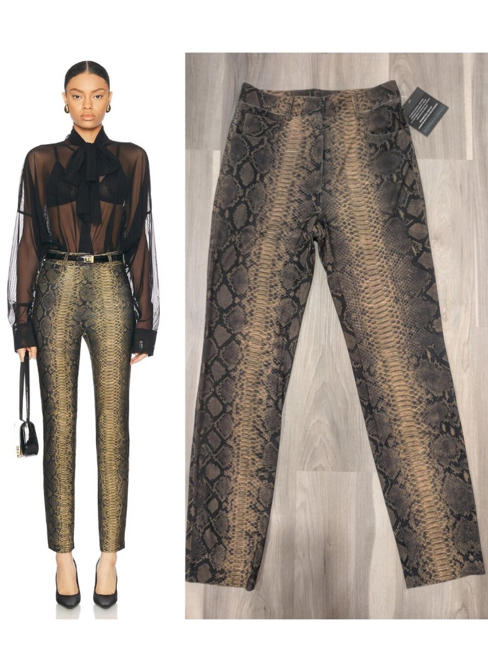 Norma Kamali | High Waisted Pencil Leg Jeans In Python